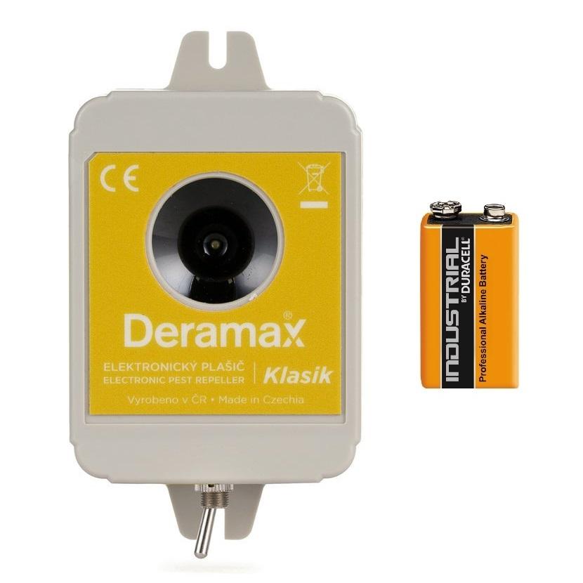Voděodolný Deramax Klasik - Ultrazvukový plašič kun a hlodavců s baterií 9V.